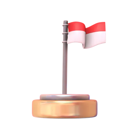 Indonesia Flag On Podium 3D Icon