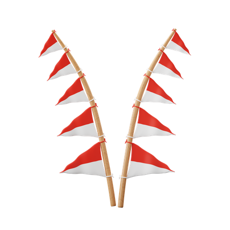 Indonesia Flag Pennant  3D Icon
