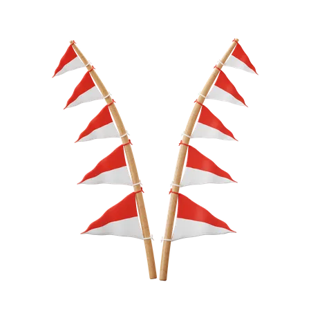 Indonesia Flag Pennant  3D Icon