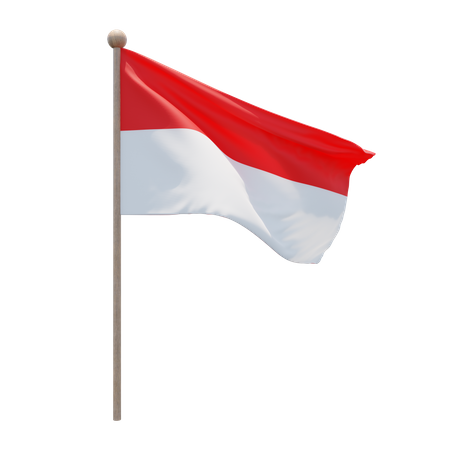 Indonesia Flag Pole  3D Flag