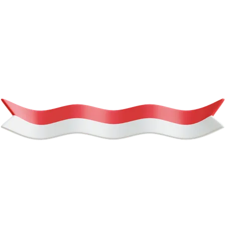 Indonesia Flag Ribbon  3D Icon