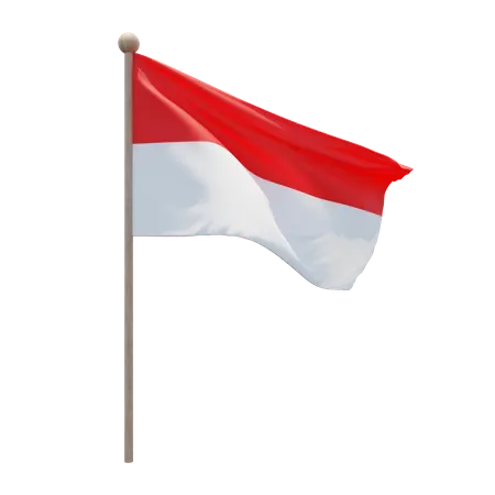 Indonesia Flagpole 3D Illustration