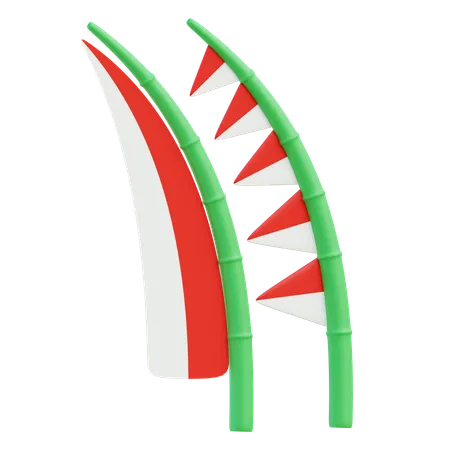 Indonesia Flags Decoration  3D Icon