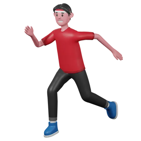 Hombre indonesia corriendo  3D Illustration