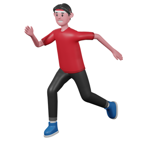 Homem da Indonésia correndo  3D Illustration