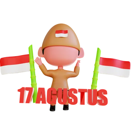 Indonesia Independence Day  3D Illustration