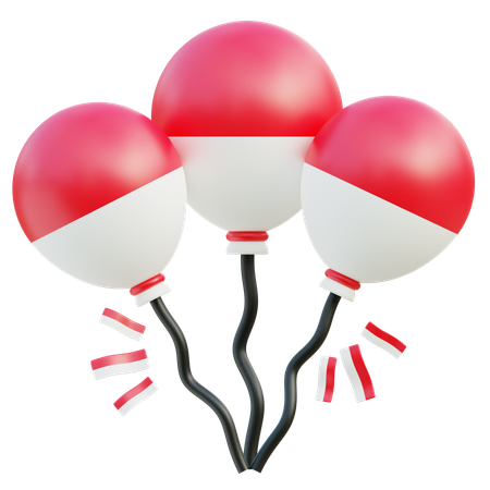 Indonesia Independence Day Balloons  3D Icon