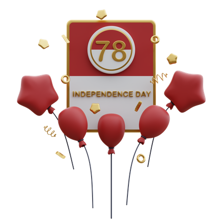 Indonesia Independence Day Celebration Card  3D Icon