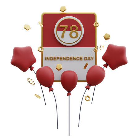Indonesia Independence Day Celebration Card 3D Icon