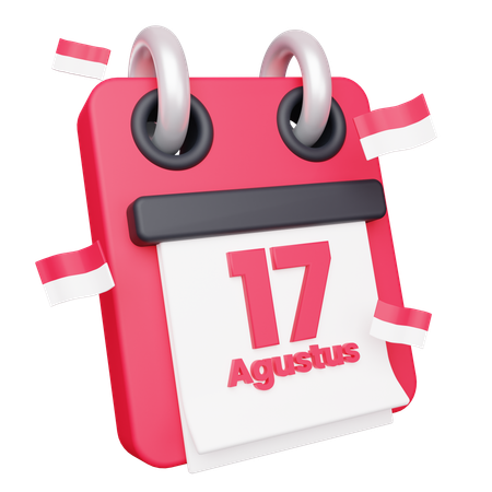Indonesia Independent Day Calendar  3D Icon