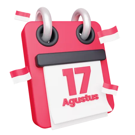 Indonesia Independent Day Calendar  3D Icon