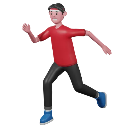 Indonesia Man Running 3D Illustration