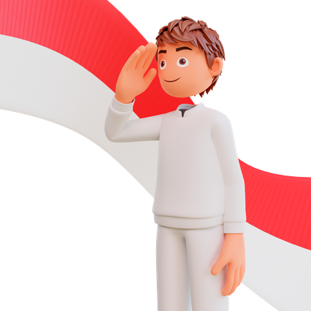 Indonesia man saluting on independence day 3D Illustration