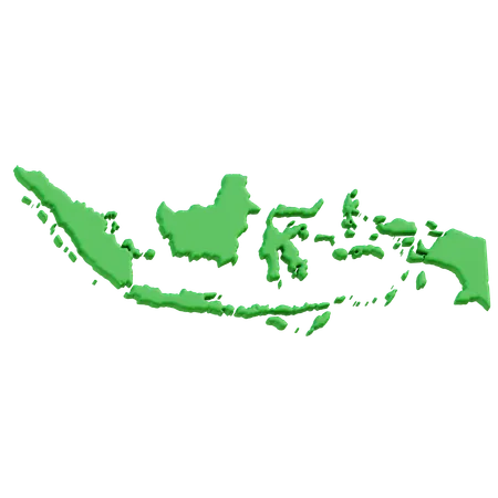 A 3 D Map Of Indonesia Glowing In A Luminous Green Highlighting The Archipelagos Unique Shape 3D Icon