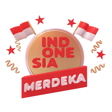 Indonesia Merdeka Badge  3D Icon