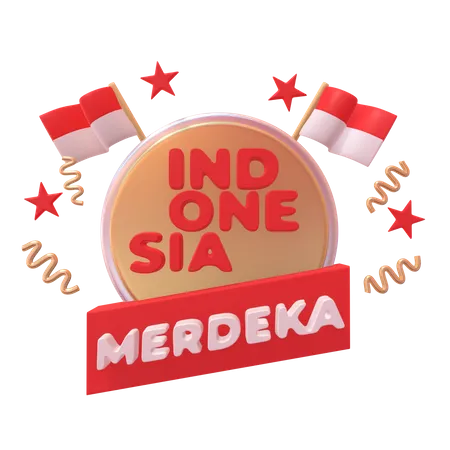 Indonesia Merdeka Badge 3D Icon