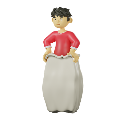 Indonesian Balap Karung  3D Illustration