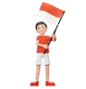 Indonesian boy Holding Flag