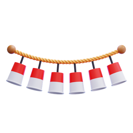 Indonesian Cup Flag Decoration  3D Illustration