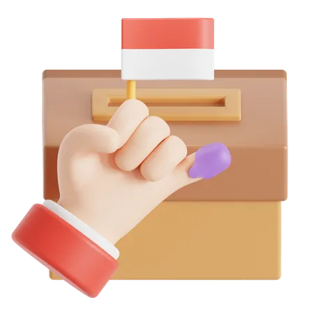 Election Participation Marks With Purple Ink 3D Icon