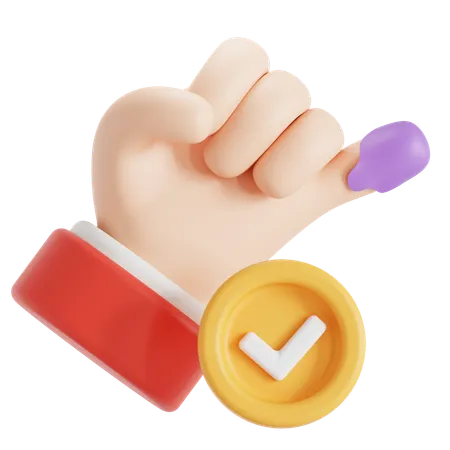 Election Participation Marks With Purple Ink 3D Icon