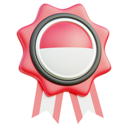 Indonesian Flag Badge With Rosette  3D Icon