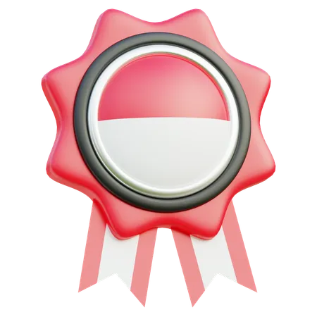 Indonesian Flag Badge With Rosette  3D Icon