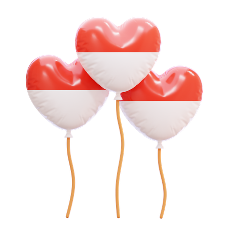 Indonesian Flag Balloon  3D Icon