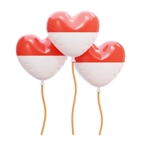 Indonesian Flag Balloon  3D Icon