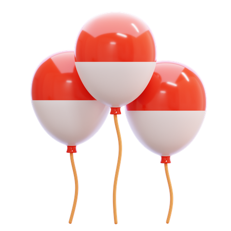 Indonesian Flag Balloon  3D Icon