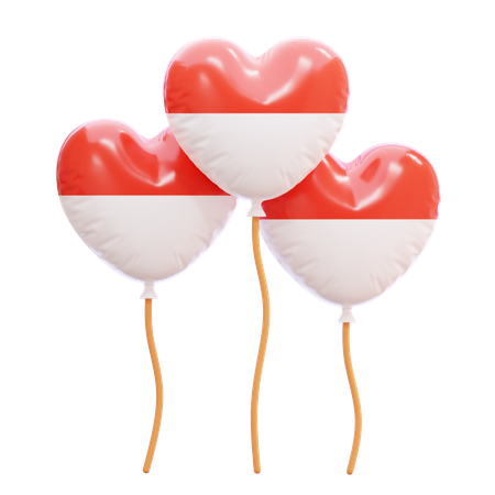 Indonesian Flag Balloon  3D Icon