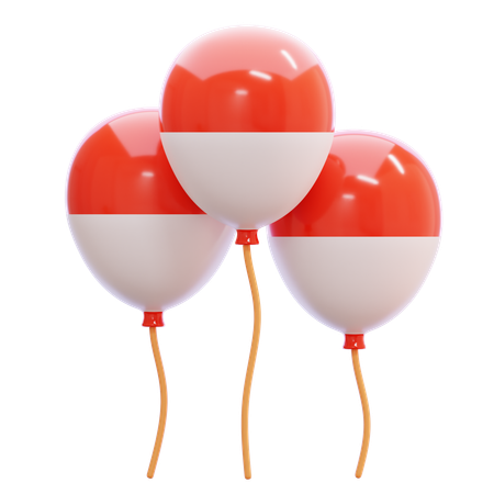 Indonesian Flag Balloon  3D Icon