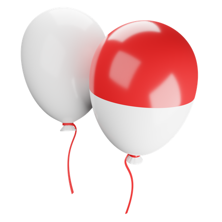 Indonesian Flag Balloons  3D Illustration