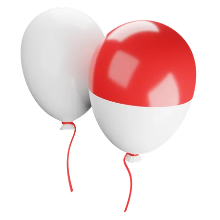 Indonesian Flag Balloons  3D Illustration
