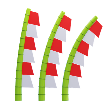 Indonesian Flag Bamboo Decoration  3D Icon