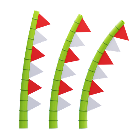 Indonesian Flag Bamboo Decoration  3D Icon