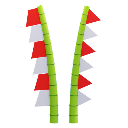 Indonesian Flag Bamboo Decoration  3D Icon