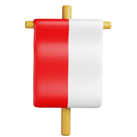 Indonesian Flag Banner  3D Icon