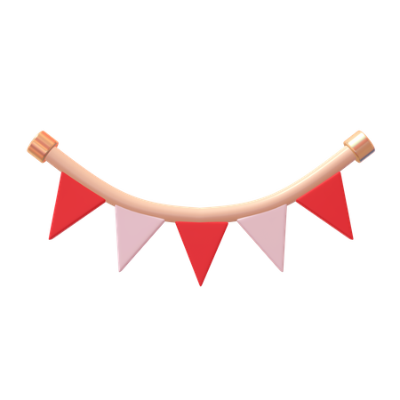 Indonesian Flag Bunting Banner  3D Icon