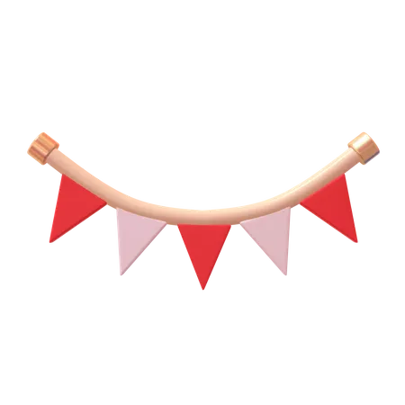 Indonesian Flag Bunting Banner  3D Icon