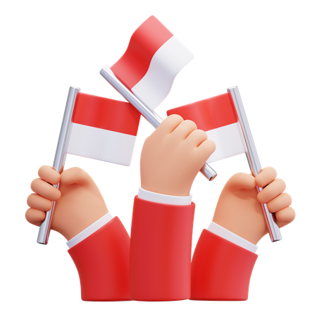 Indonesian Flag Celebration  3D Icon