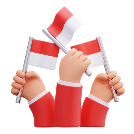 Indonesian Flag Celebration  3D Icon