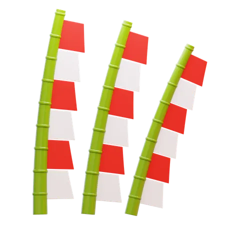 Indonesian Flag Decoration  3D Icon