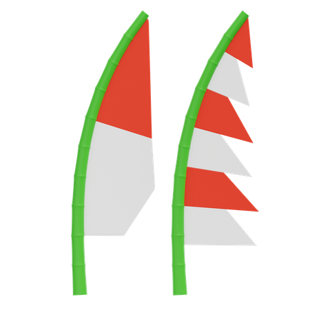 Indonesian Flag Decoration  3D Icon