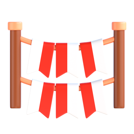 Indonesian Flag Decoration  3D Icon