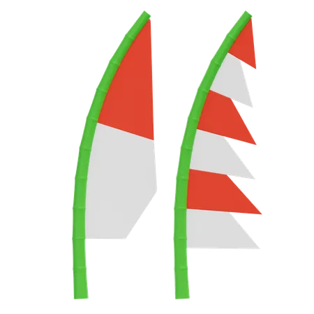 Indonesian Flag Decoration  3D Icon