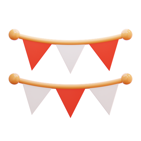 Indonesian Flag Decoration  3D Icon