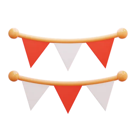 Indonesian Flag Decoration  3D Icon