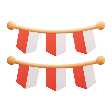 Indonesian Flag Decoration  3D Icon