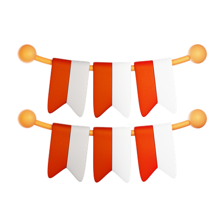Indonesian Flag Decoration  3D Icon